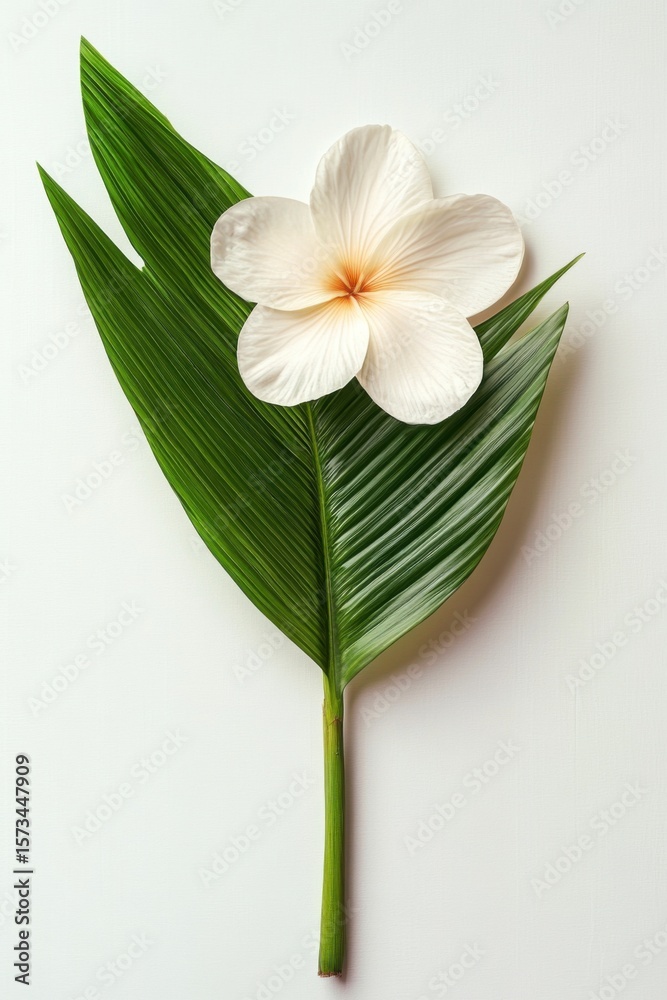 Fototapeta premium khanom chan flower shape flying with pandan leaf, isolated on white background
