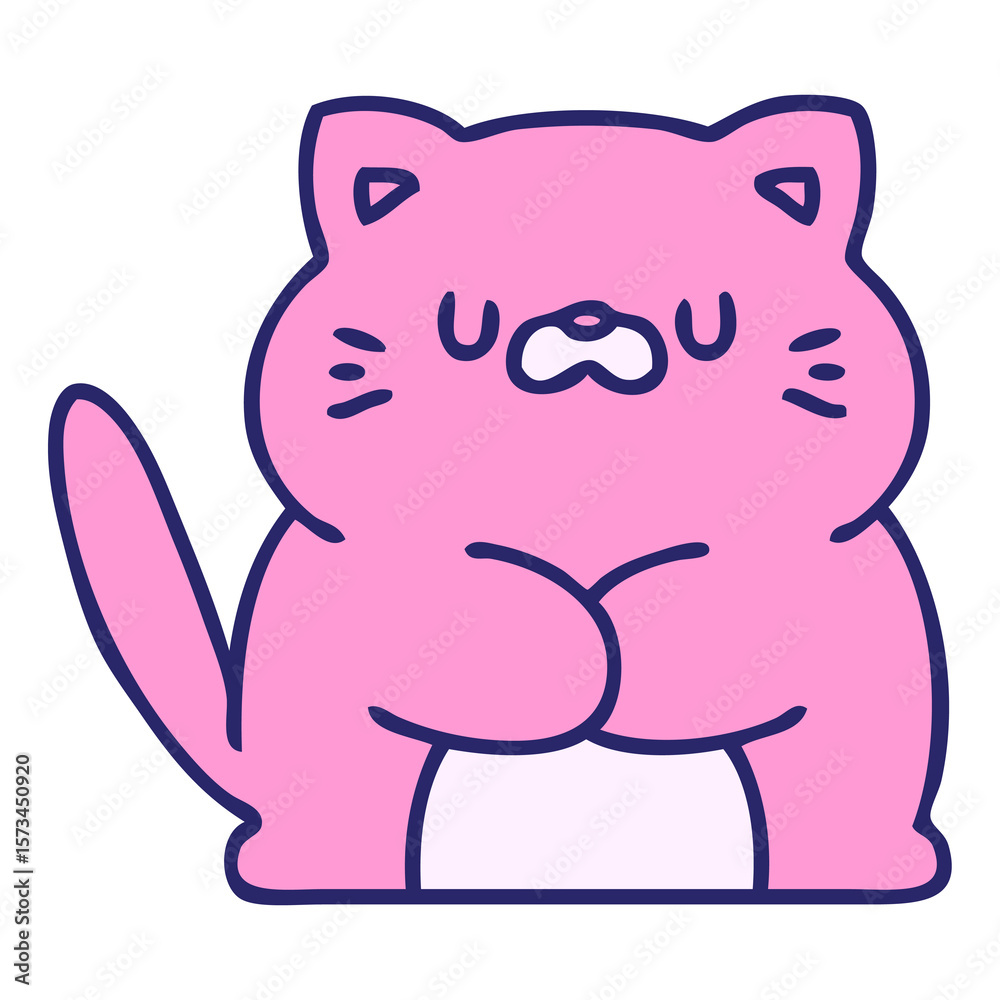 Naklejka premium cartoon of a cute little cat in bright neon color