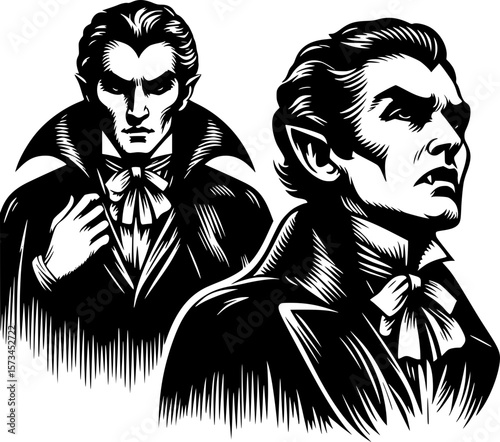 black and white halloween style art of a spooky vampire character perfect for kids fun and scary halloween design