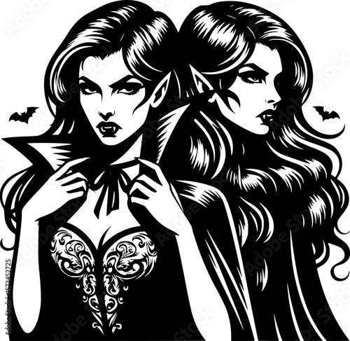 black and white halloween style art of a spooky vampire character perfect for kids fun and scary halloween design