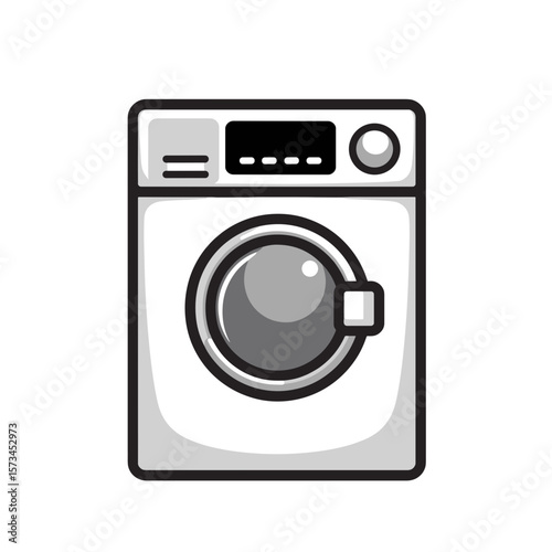 Toy washing machine in minimalist design with black and white colors  
