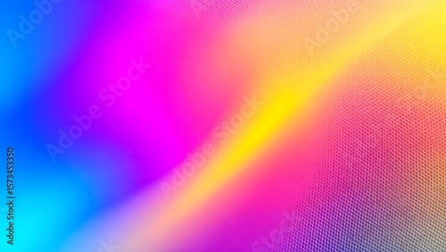 Vibrant hues of blue, magenta, yellow, and pink blend in a captivating gradient, creating a seamless spectrum across a textured canvas that inspires creativity and modern expression.