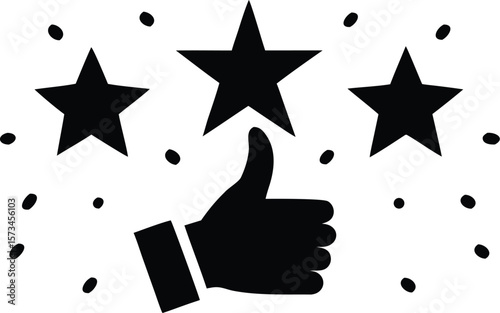 Photo of three stars and a thumbsup gesture signify excellent customer feedback and high ratings