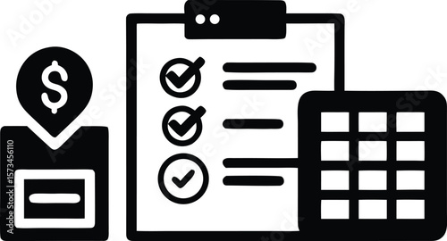 Photo of a checklist with checkmarks and a dollar sign icon signifies financial planning and task completion