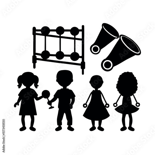 Kids Toys Silhouette Xylophone Vector One