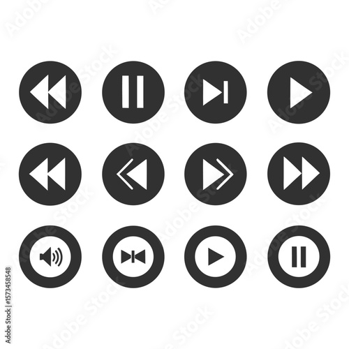Circular media playback control icons media controls