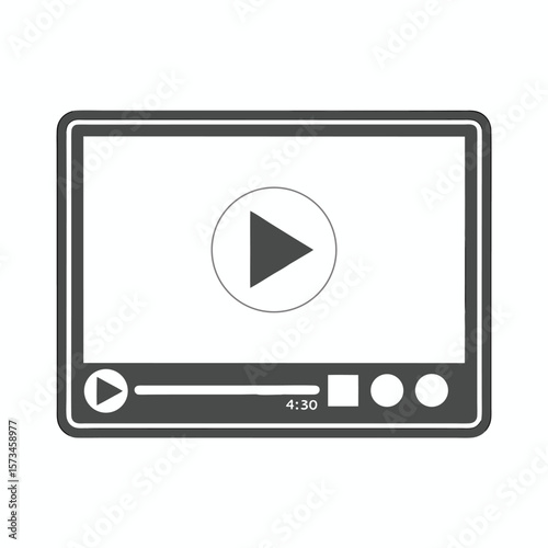 Gray media player with play button video player playback controls