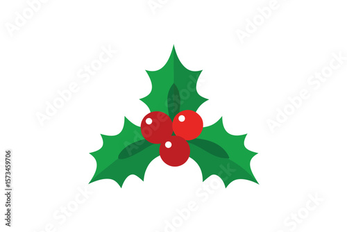 Hand Drawn Vector Illustration Of Holly Leaves And Berries