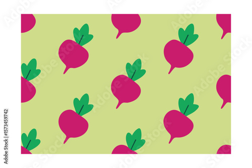Hand Drawn Radish Vector Seamless Pattern Cute Colorful Style