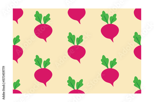 Hand Drawn Radish Vector Seamless Pattern Cute Colorful Style