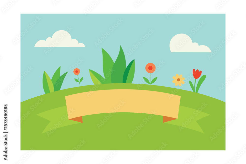 Obraz premium Banner With Flowers On The Meadow Landscape With Green Grass