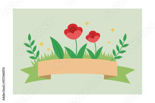 Banner With Roses And Wildflowers In A Sunny Meadow