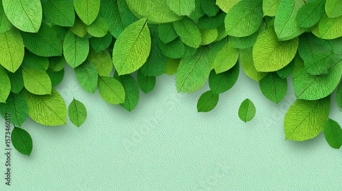 Elegant fresh green leaves cascade down a textured pastel wall, creating a harmonious nature inspired aesthetic.