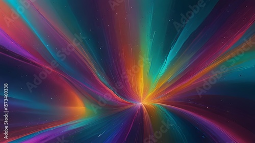 Vivid colors burst from a central point, creating a dynamic abstract art design perfect for backgrounds, wallpapers, or conveying energy and forward motion, evoking feelings of excitement and wonder.