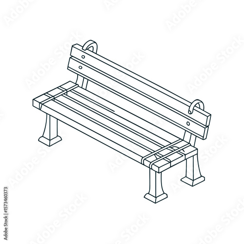 Outline Wooden Benches White Background Vector