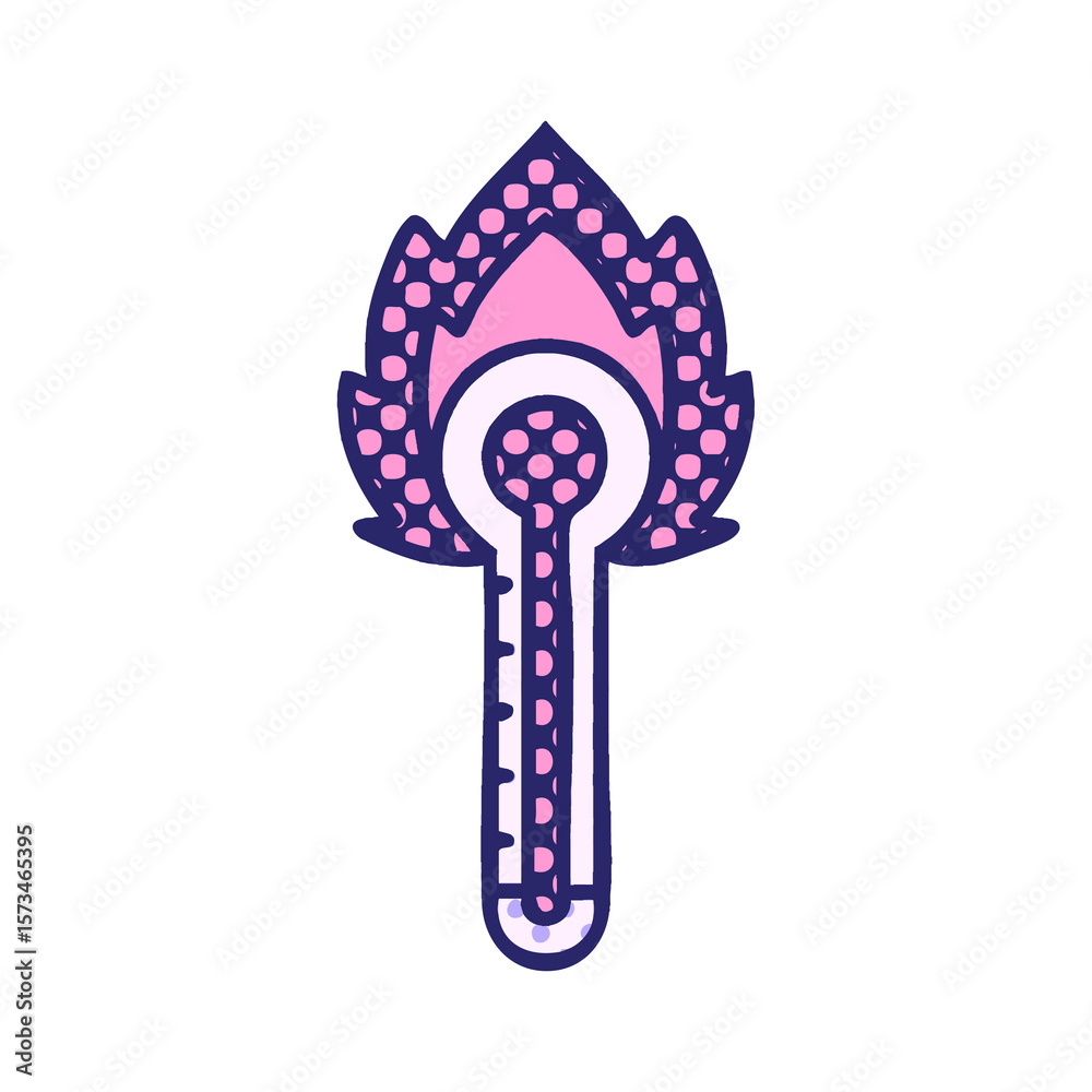 comic book style cartoon of a hot glass thermometer in bright neon color comic book style cartoon of a hot glass thermometer in bright neon color