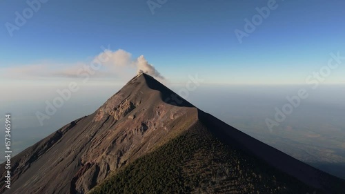 sunset over the volcano with amazing aereal view
