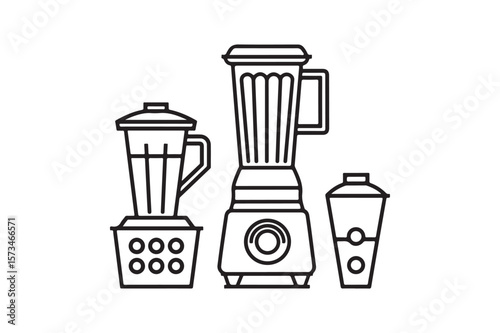 Collection of stylized line art icons representing different types of blenders