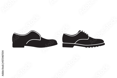 Classic black oxford and derby shoe silhouettes side by side