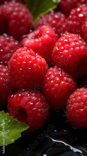 Wallpaper Mural Fresh raspberries glisten with dew, showcasing vibrant red hues and delicate texture. Torontodigital.ca