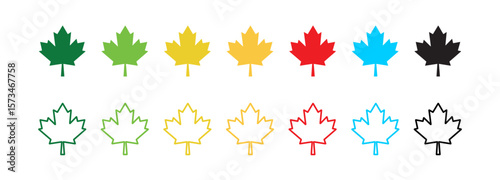 maple leaves icon collection isolated on transparent background. vector illustration.