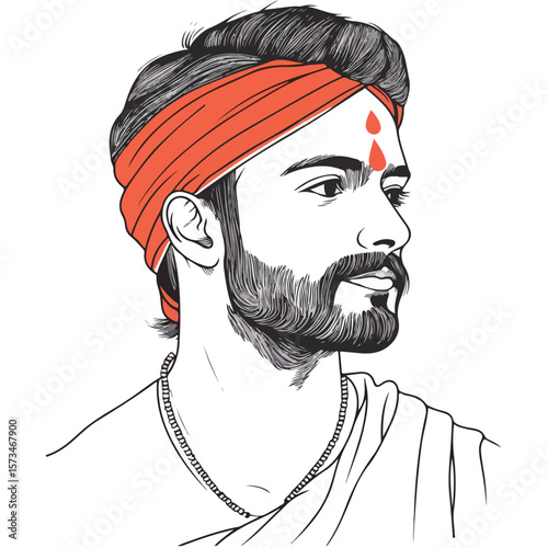 Portrait of an Indian man in traditional wedding outfit