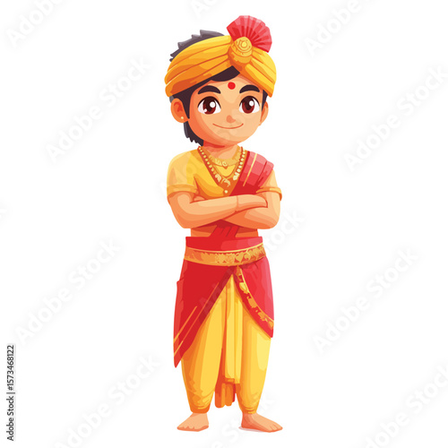 Portrait of an Indian man in traditional wedding outfit