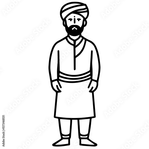 Portrait of an Indian man in traditional wedding outfit
