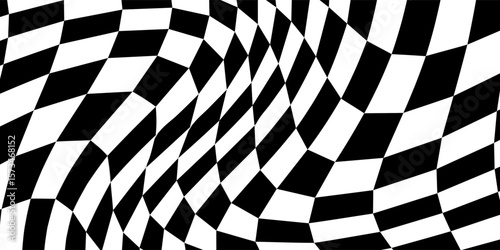 Black and white checkered pattern. Chess pattern. Black and white checkered background. 3D checkered wallpaper. vector illustration
