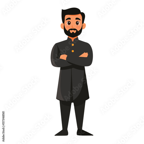 Portrait of an Indian man in traditional wedding outfit