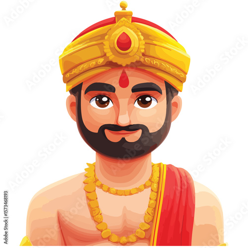 Portrait of an Indian man in traditional wedding outfit