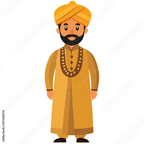 Portrait of an Indian man in traditional wedding outfit
