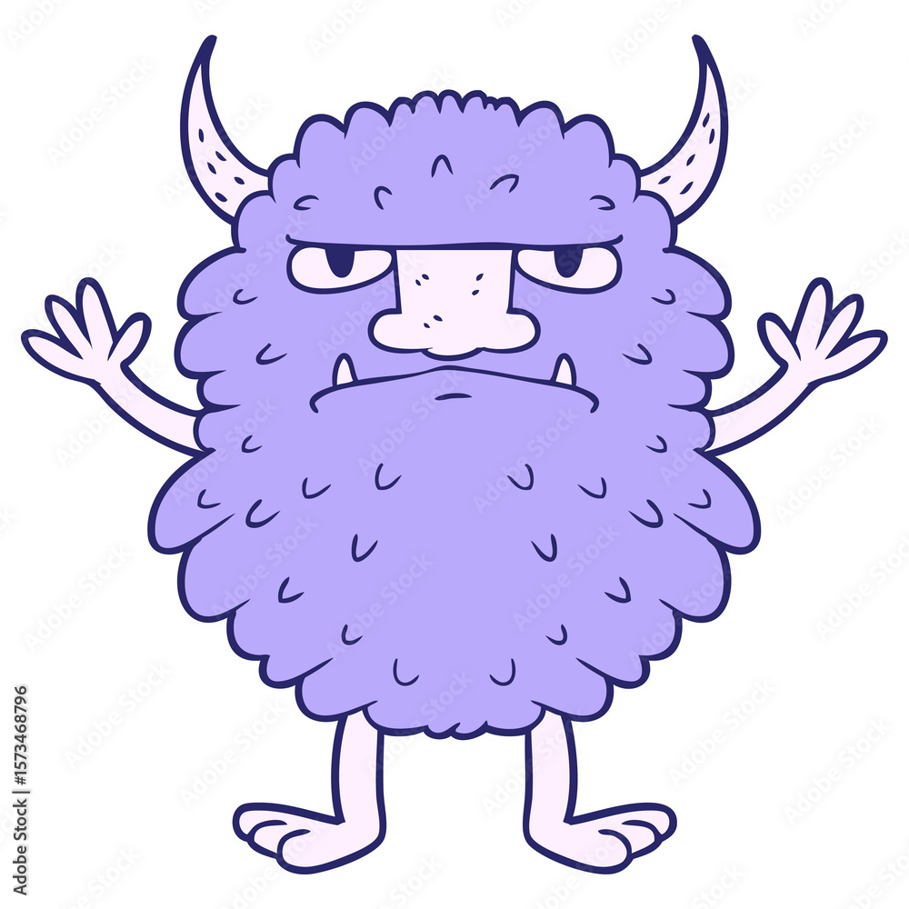 Fototapeta premium cartoon grumpy monster in bright neon color