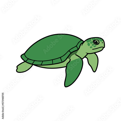 Green sea turtle cartoon illustration – stock vector in colorful flat style