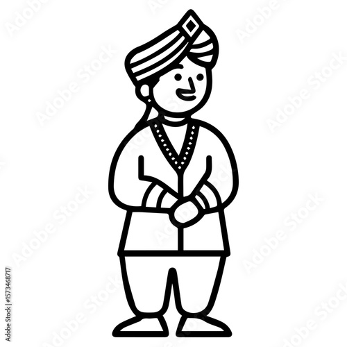 Portrait of an Indian man in traditional wedding outfit
