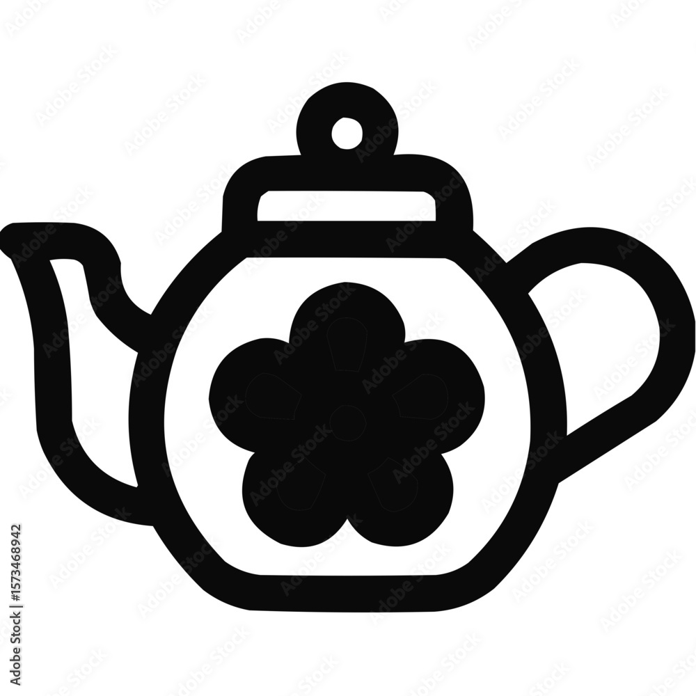 Fototapeta premium Floral Teapot Vector Illustration