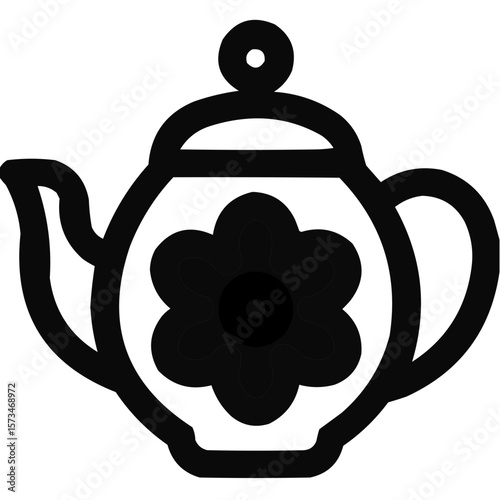 Artistic Floral Teapot Vector Graphic