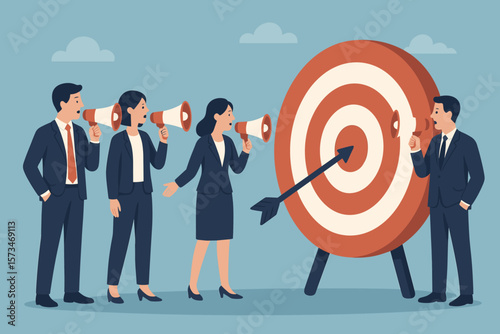 Business Team Communication for Achieving Goals, Collaboration, Leadership, Strategic Discussion, Unified Purpose, Target Audience, Corporate Success, Effective Workplace Concept