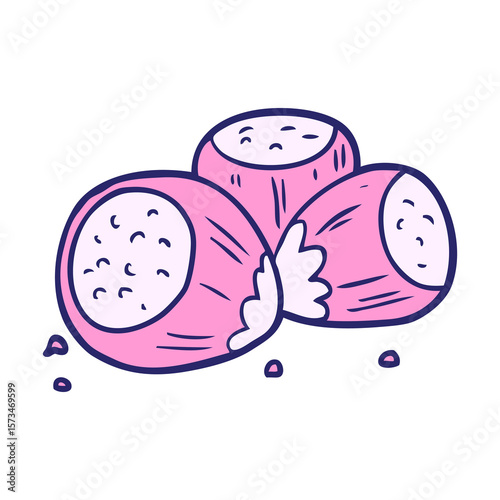 cartoon hazelnuts in bright neon color