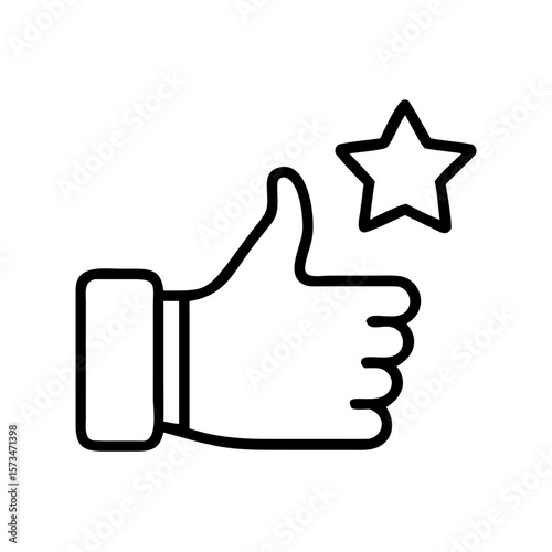 Hand giving thumbs up with star symbolizing approval and success  