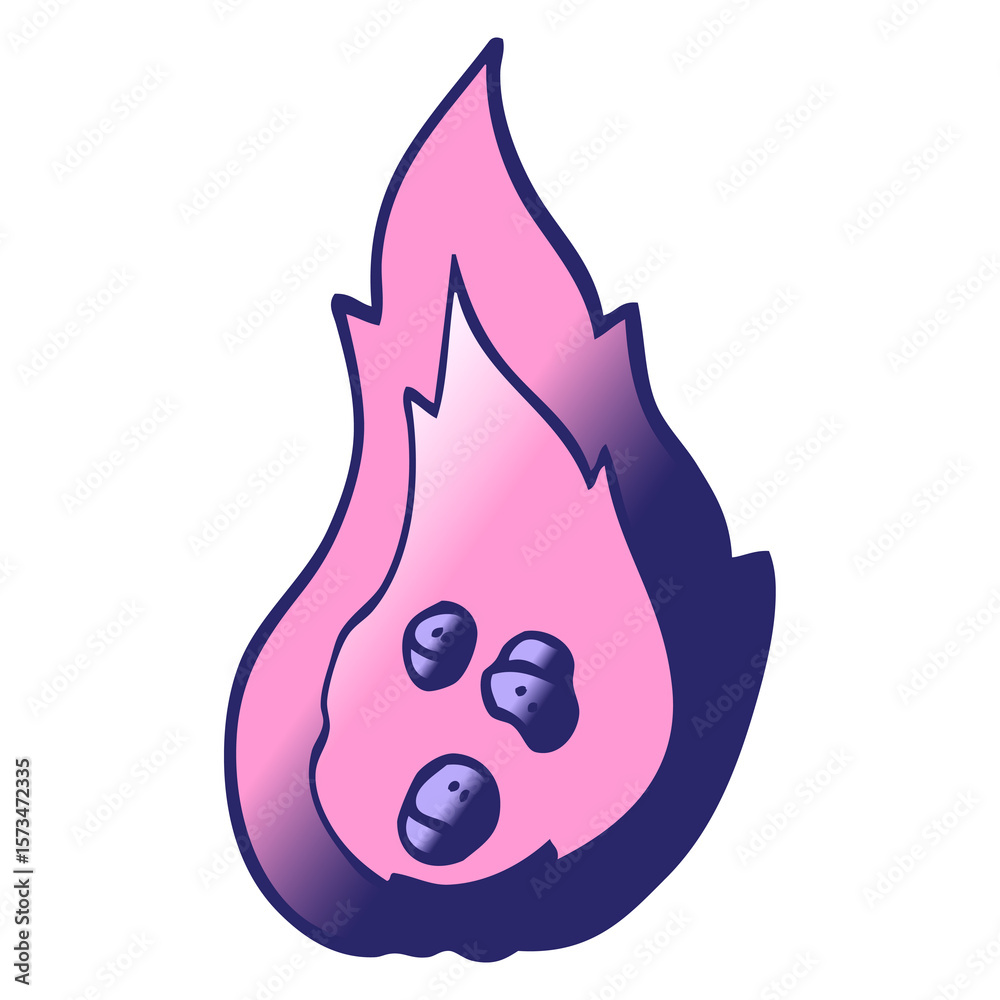 Obraz premium vector gradient illustration cartoon burning coals in bright neon color