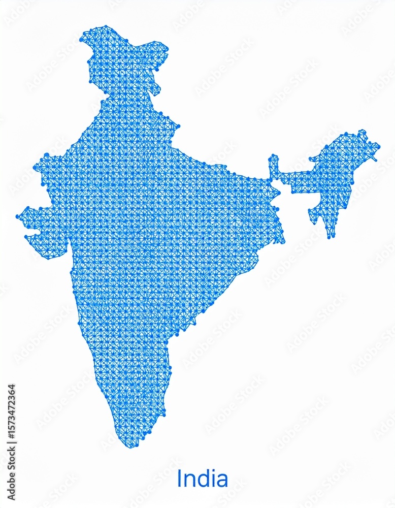 Obraz premium blue wireframe dots India map