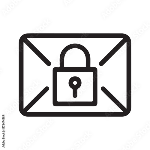 Black outline of a locked envelope icon mail letter