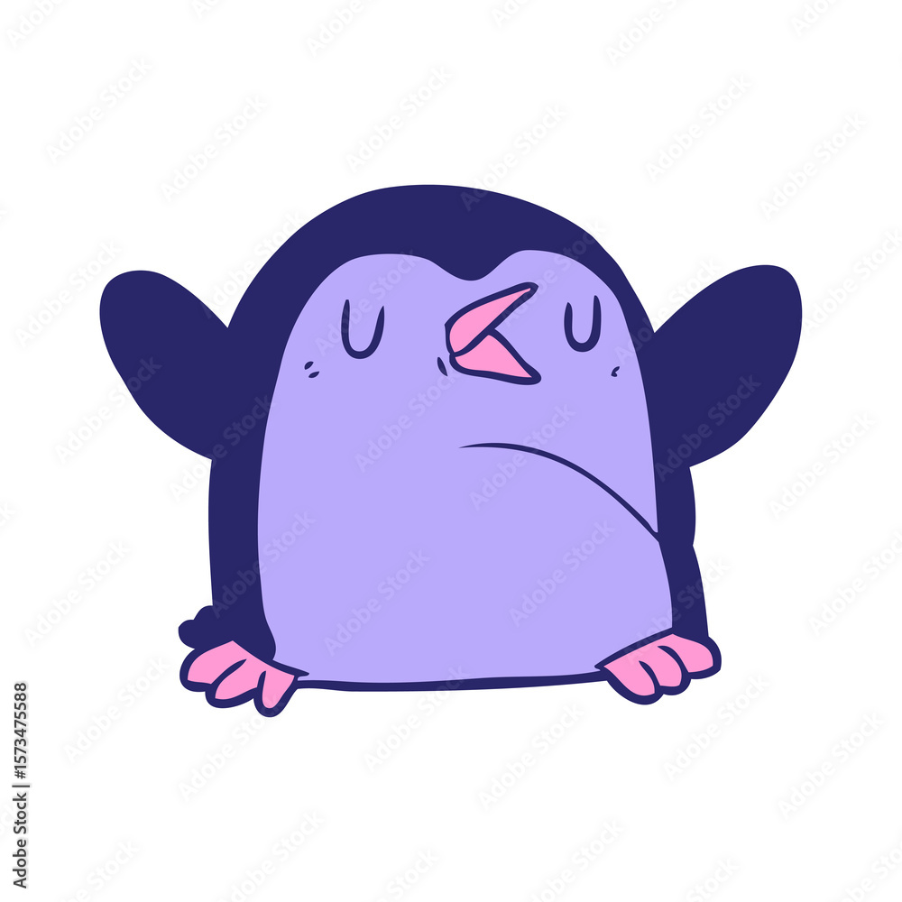 Naklejka premium cartoon penguin in bright neon color