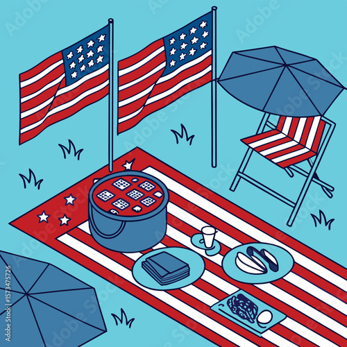 USA's Independence Day banner: patriotic Fourth of July stars and stripes, a national symbol