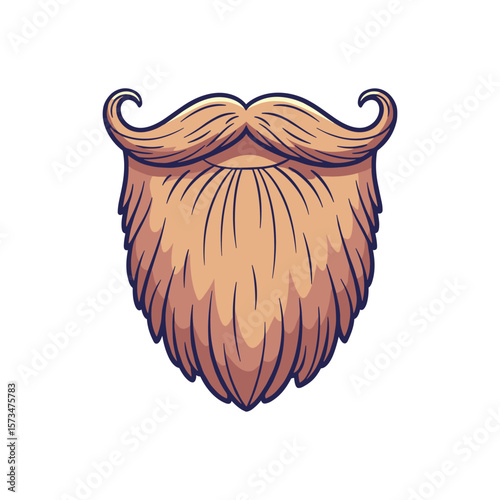 Illustration of a stylish blonde beard with curly mustache – stock vector in colorful flat style