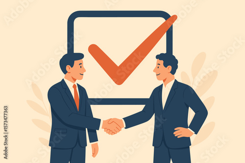 Commitment, promise or agreement to deliver or finish work. Leadership skill or trust on work responsibility, accountability or engagement concept. Businessman handshake deal.