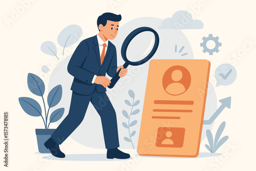 Businessman Searching for Career Opportunity, Job Vacancy, Recruitment, Human Resources, Employment Solution, Career Development, Job Search, Professional Growth Concept
