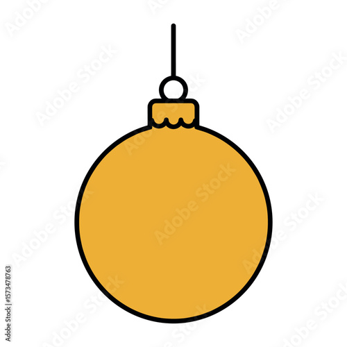 Minimalist yellow christmas ornament design with simple outline – stock vector in colorful flat style