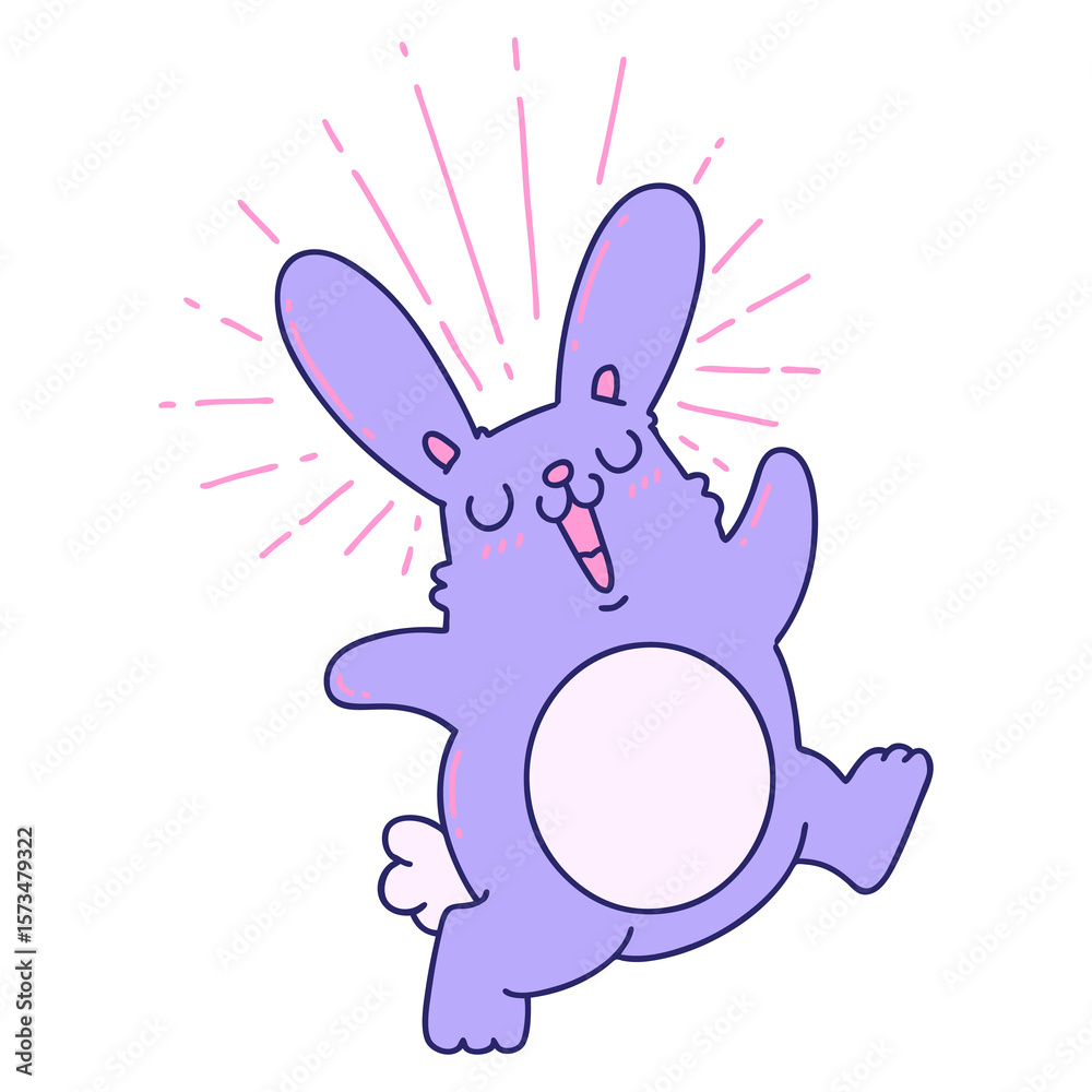 Obraz premium illustration of a traditional tattoo style prancing rabbit in bright neon color